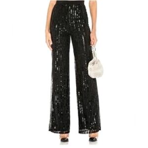 Tory Burch Women's Black Silk Sequin Wide Leg Dress Pant Party  Size 4